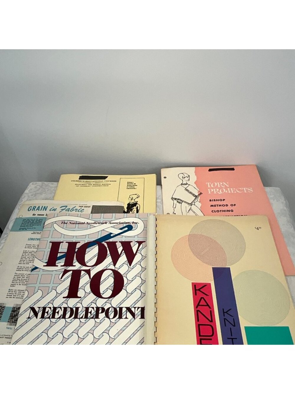 Vintage Crafting & Sewing Booklets Lot - Needlepoint Knitting Fabric Handling